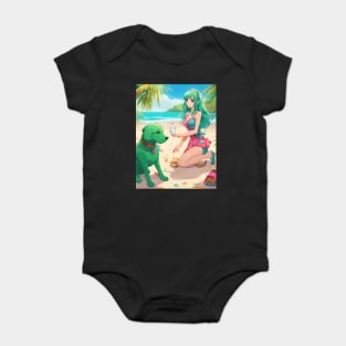 Anime All Day Fun and Colorful with Dog on the Sea Baby Bodysuit